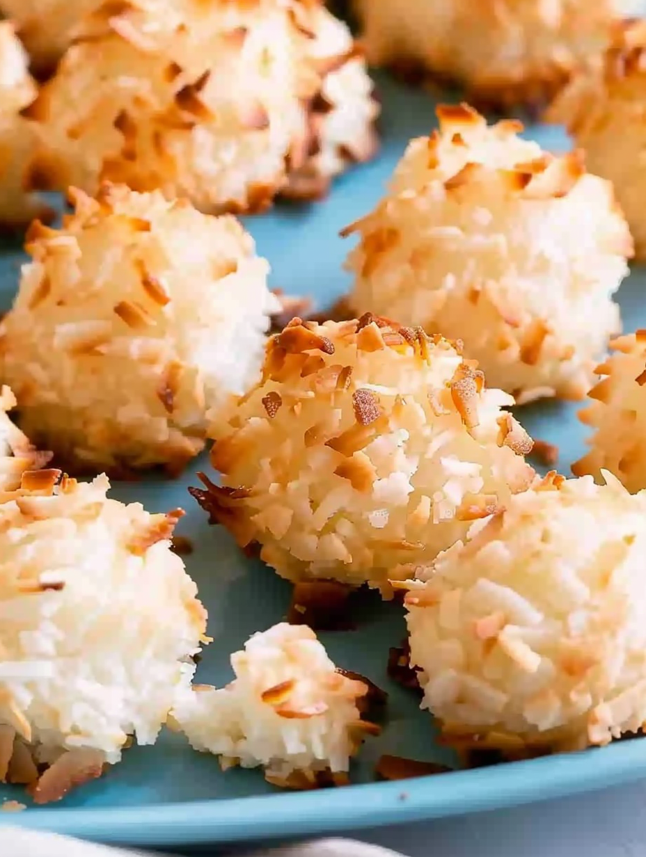Coconut macaroon closeup showing texture