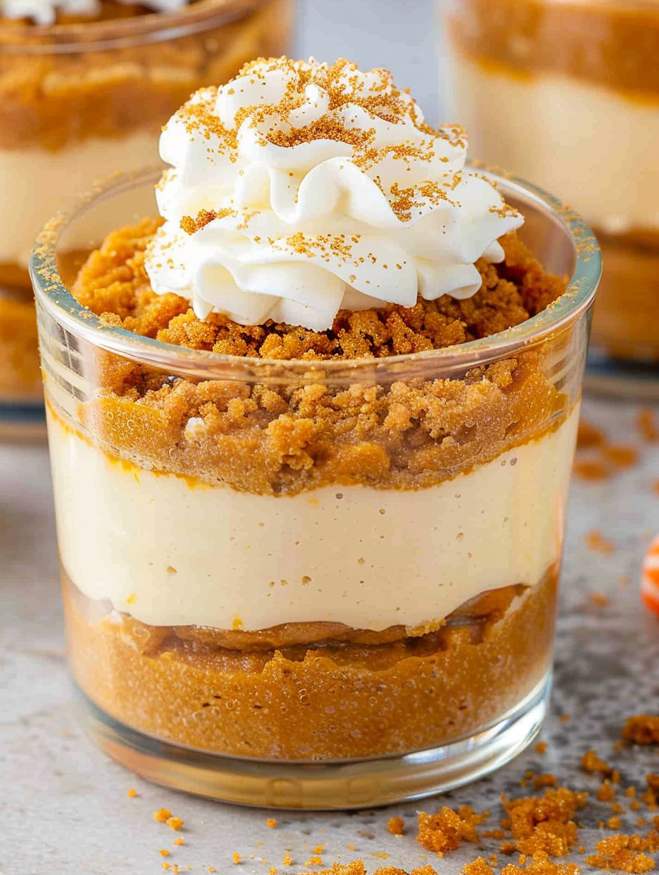 Pumpkin pie in a cup with whipped topping