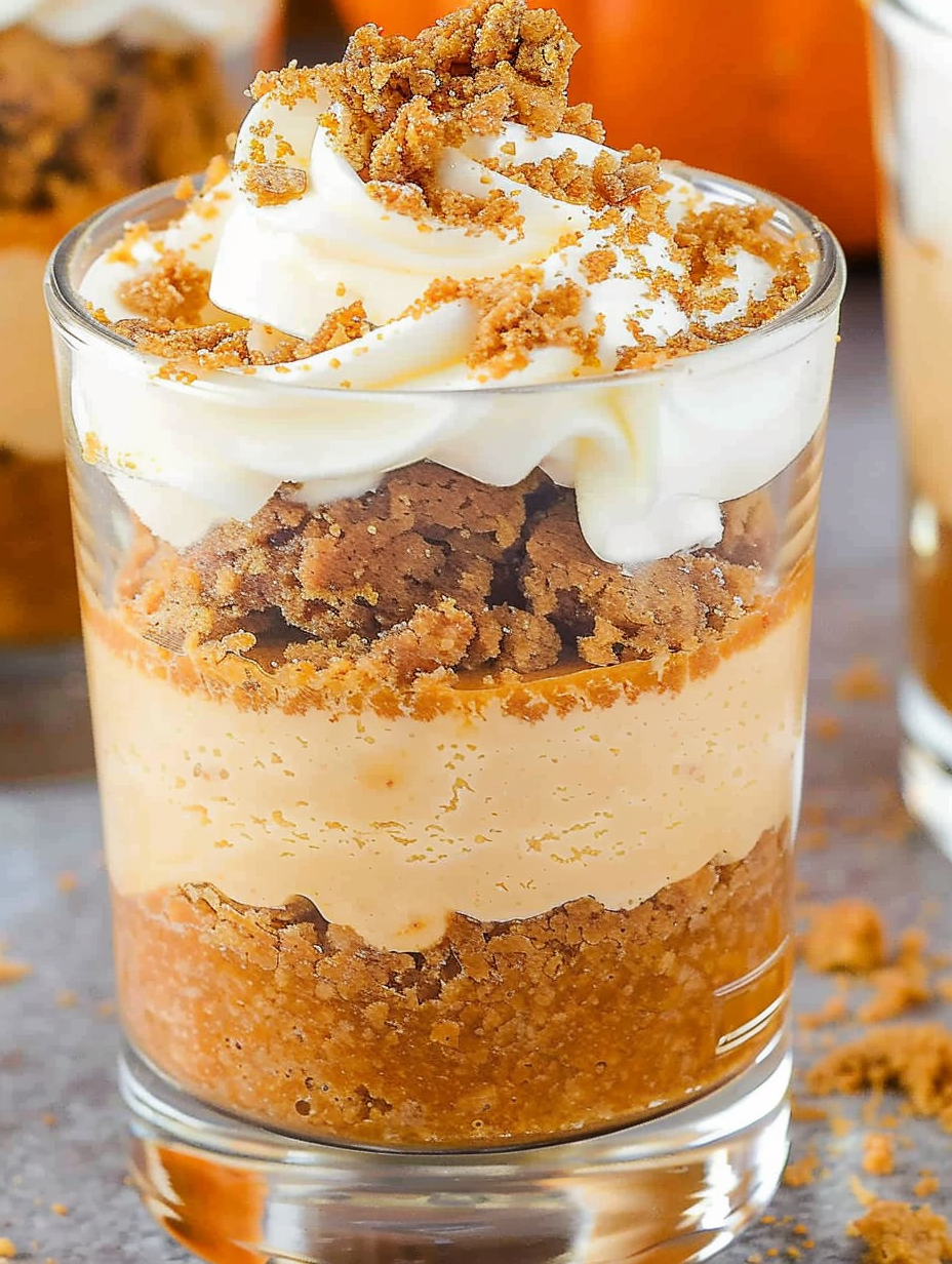 Close up of layered pumpkin cup