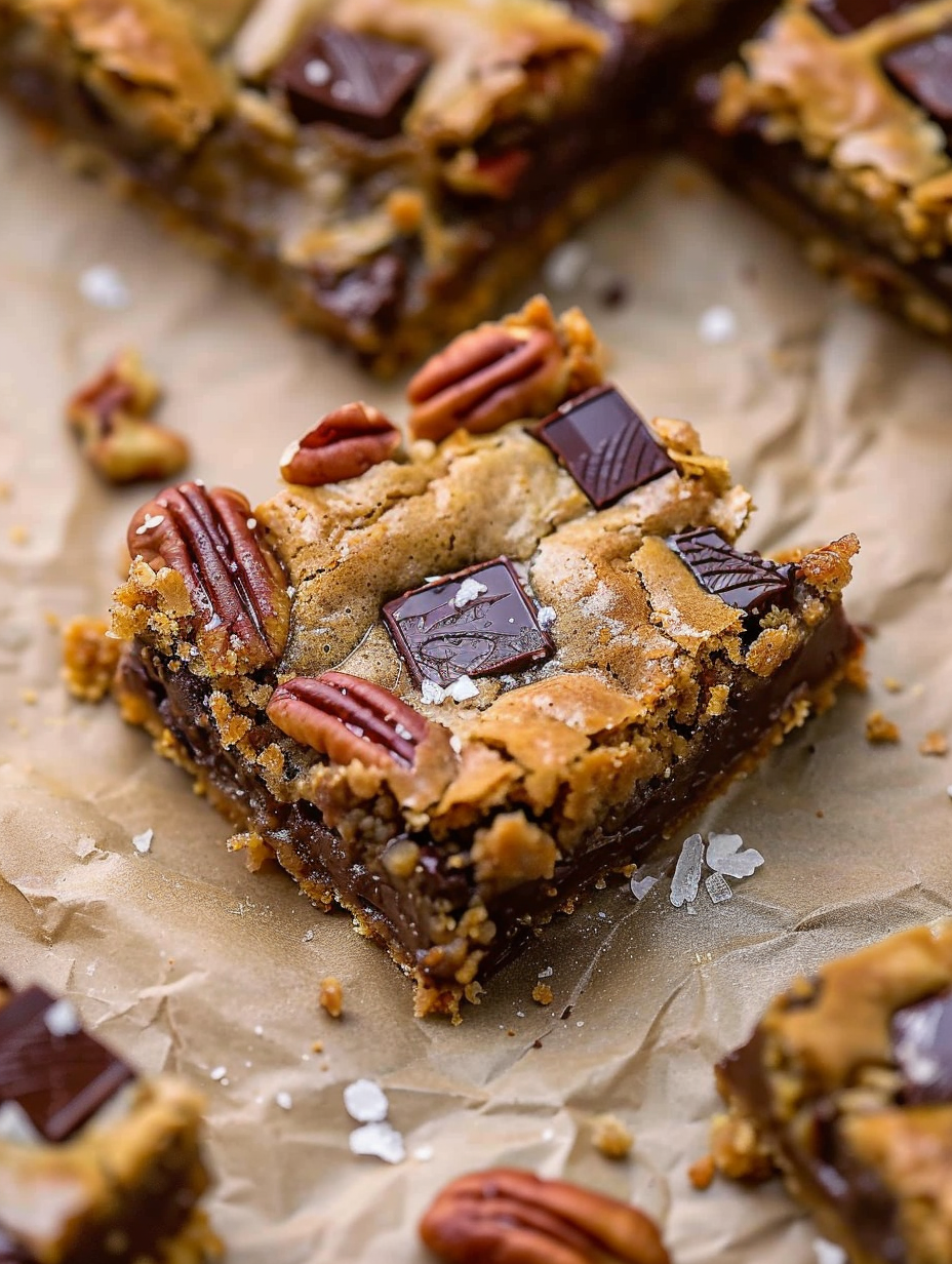 Brown Butter Bourbon Pecan Chocolate Chunk Blondies