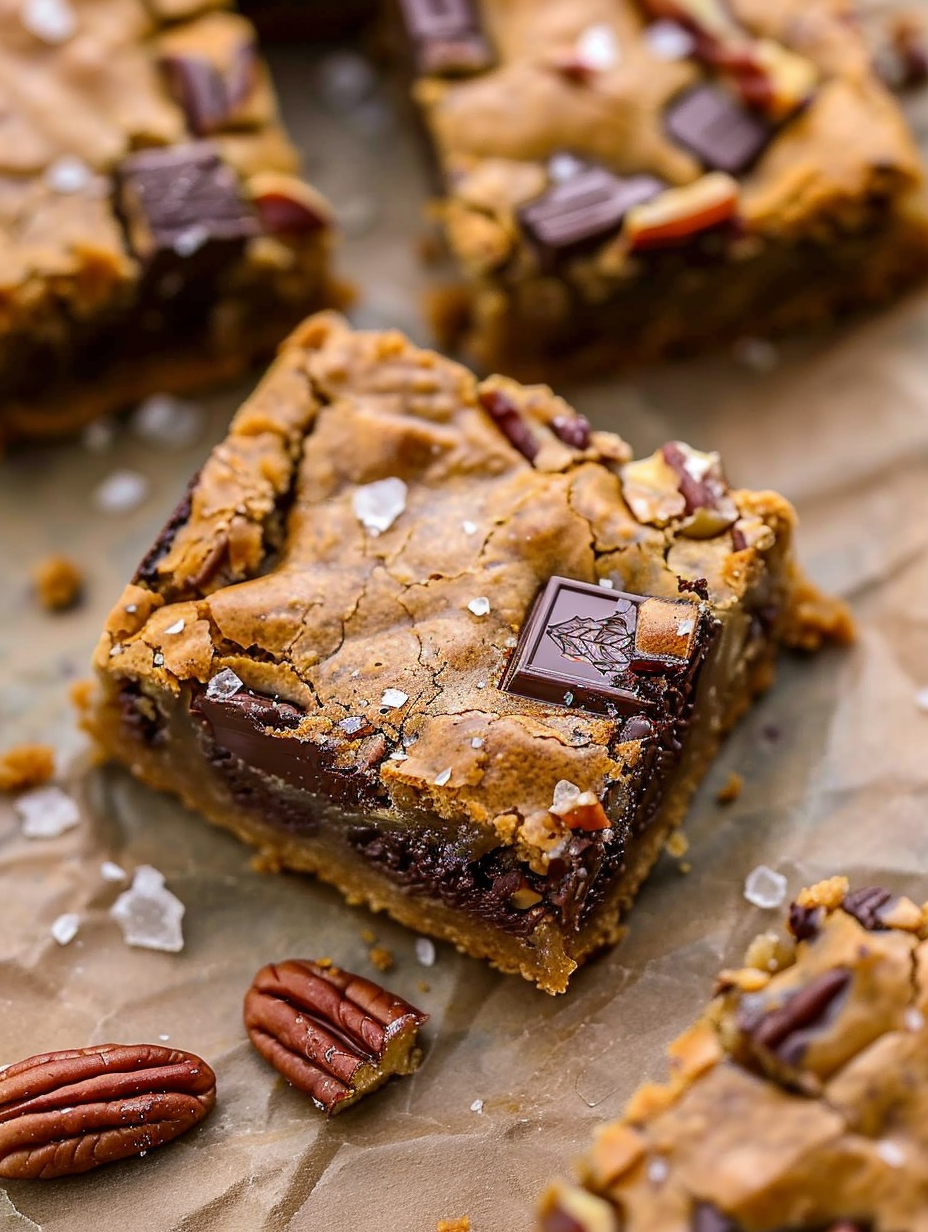 Brown Butter Blondies in an 8x8 pan, golden edges