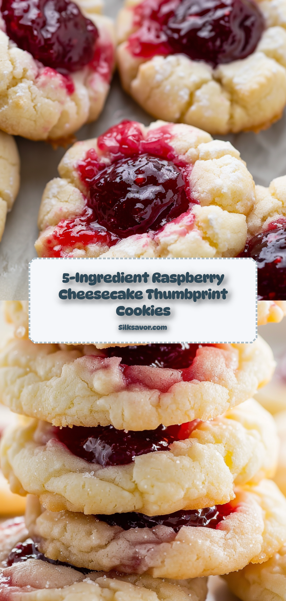 5-Ingredient Raspberry Cheesecake Thumbprint Cookies