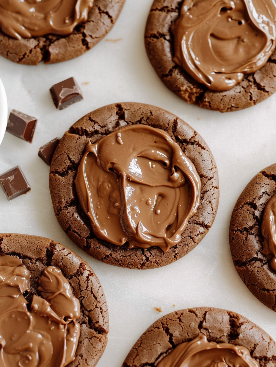 Freshly baked Andes Mint Cookies on a sheet pan