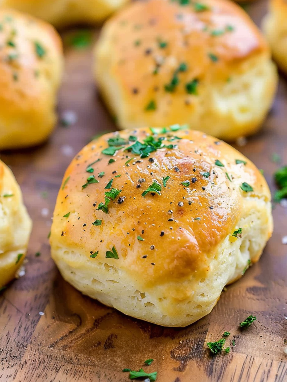 Finished stuffed cheese bread with parsley