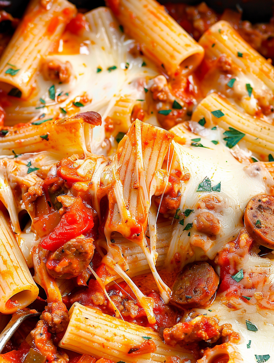 Easy Cheesy Pasta Bake with Sausage and Peppers