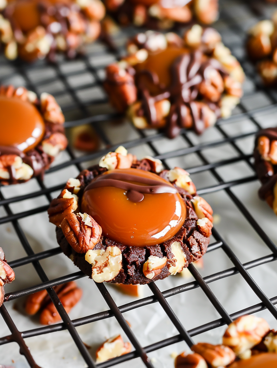 Turtle Thumbprint Cookies (Chocolate, Caramel & Pecan)