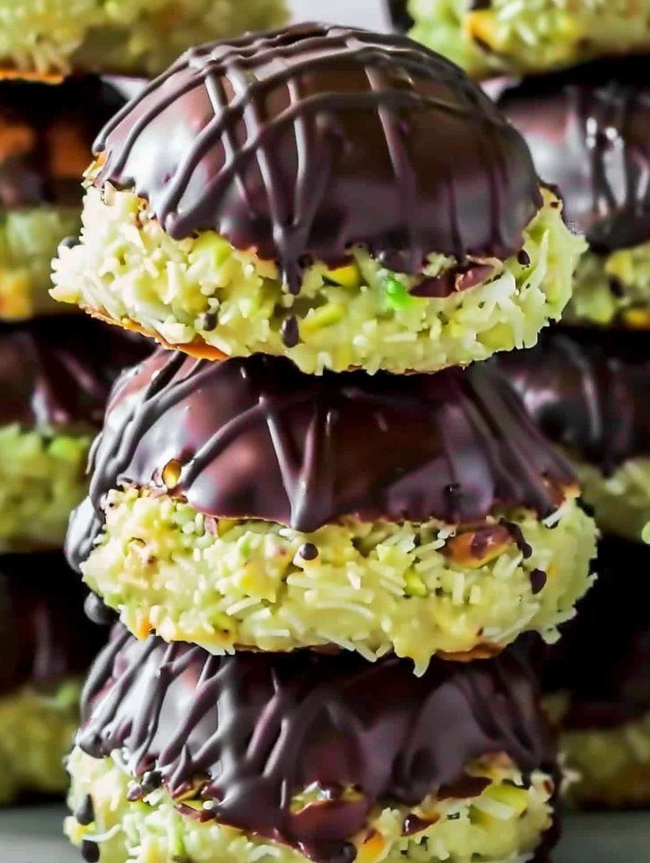 Pistachio Coconut Macaroons on parchment