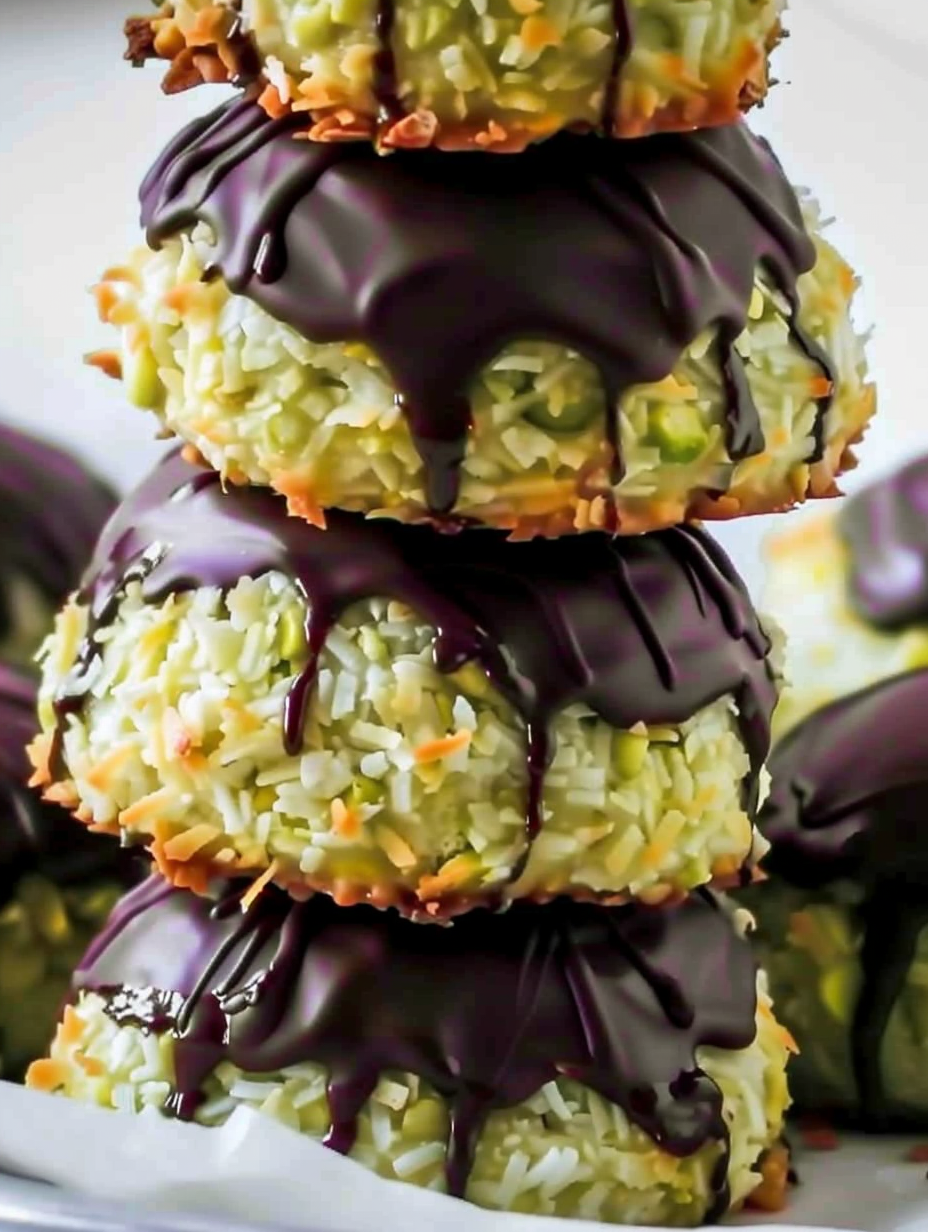 Close up of coconut and pistachio texture