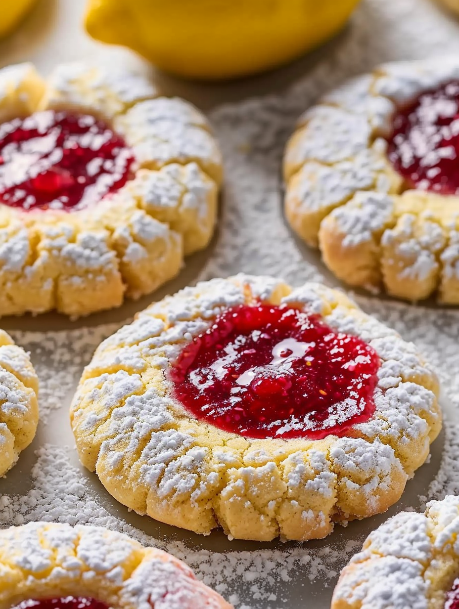 Raspberry Curd Lemon Cookies (Gluten Free)