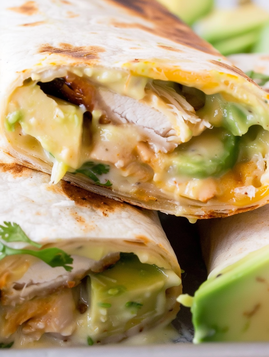 Baked Avocado Chicken Burritos