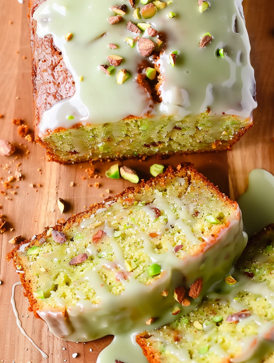 Pistachio Bread with Almond Icing