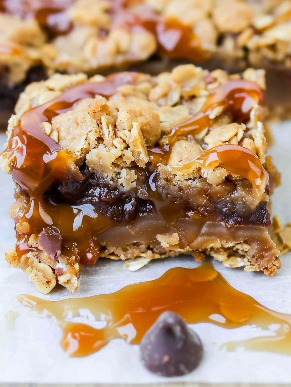 Freshly baked carmelitas cooling in an 8x8 pan