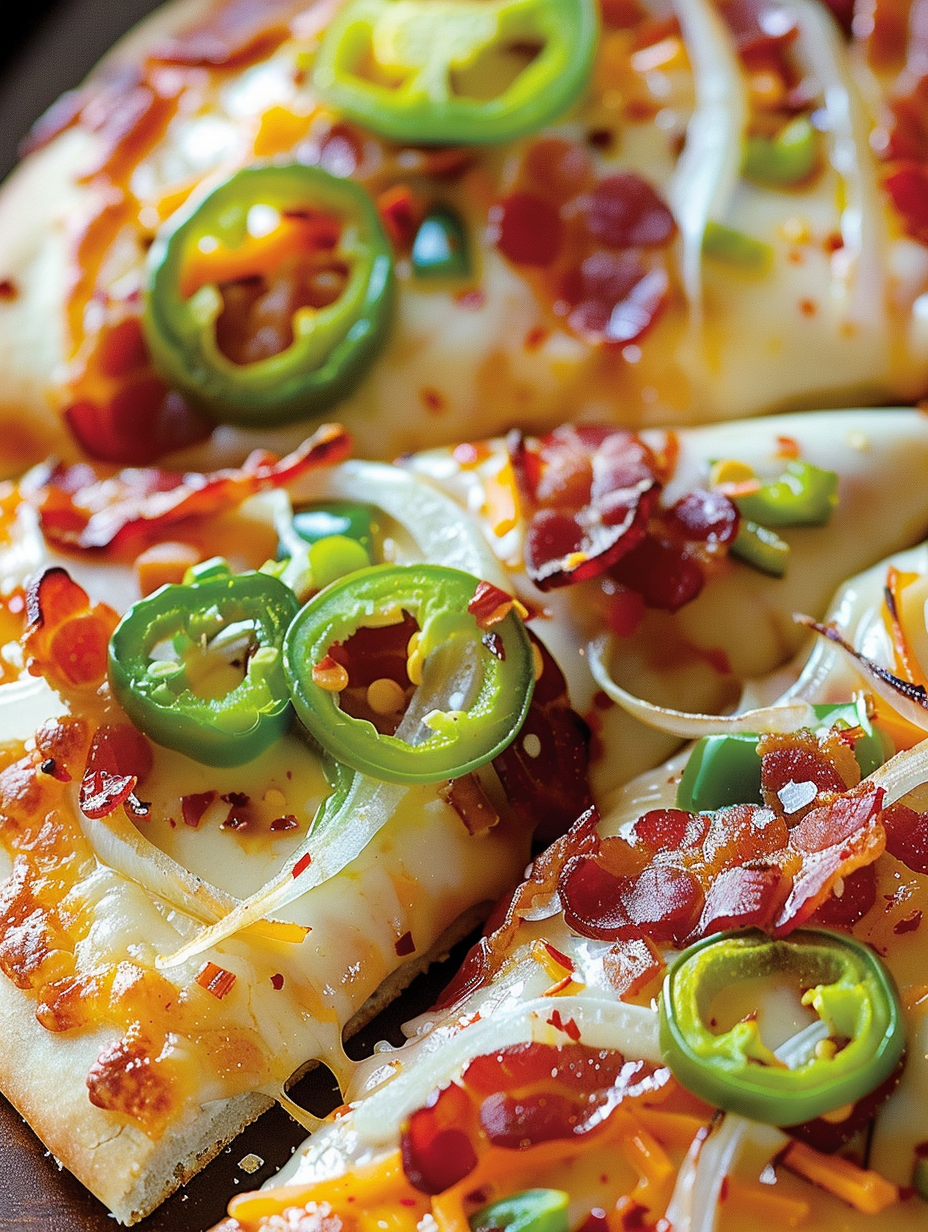 Sliced Jalapeño Popper Pizza with toppings