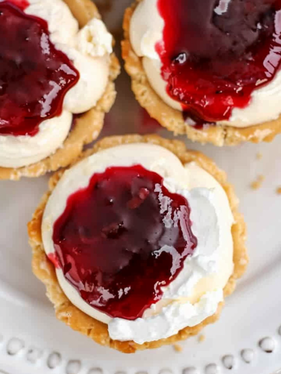 Cherry Cheesecake Cookie Cups on a cooling rack