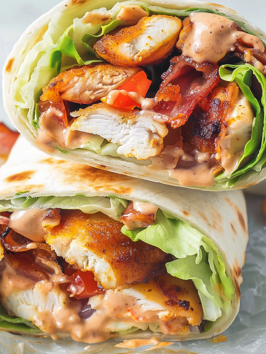 Finished BBQ chicken wrap with melted cheese