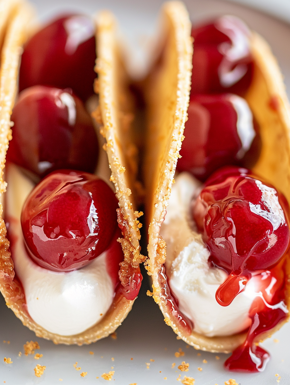 Tray of assembled cheesecake tacos