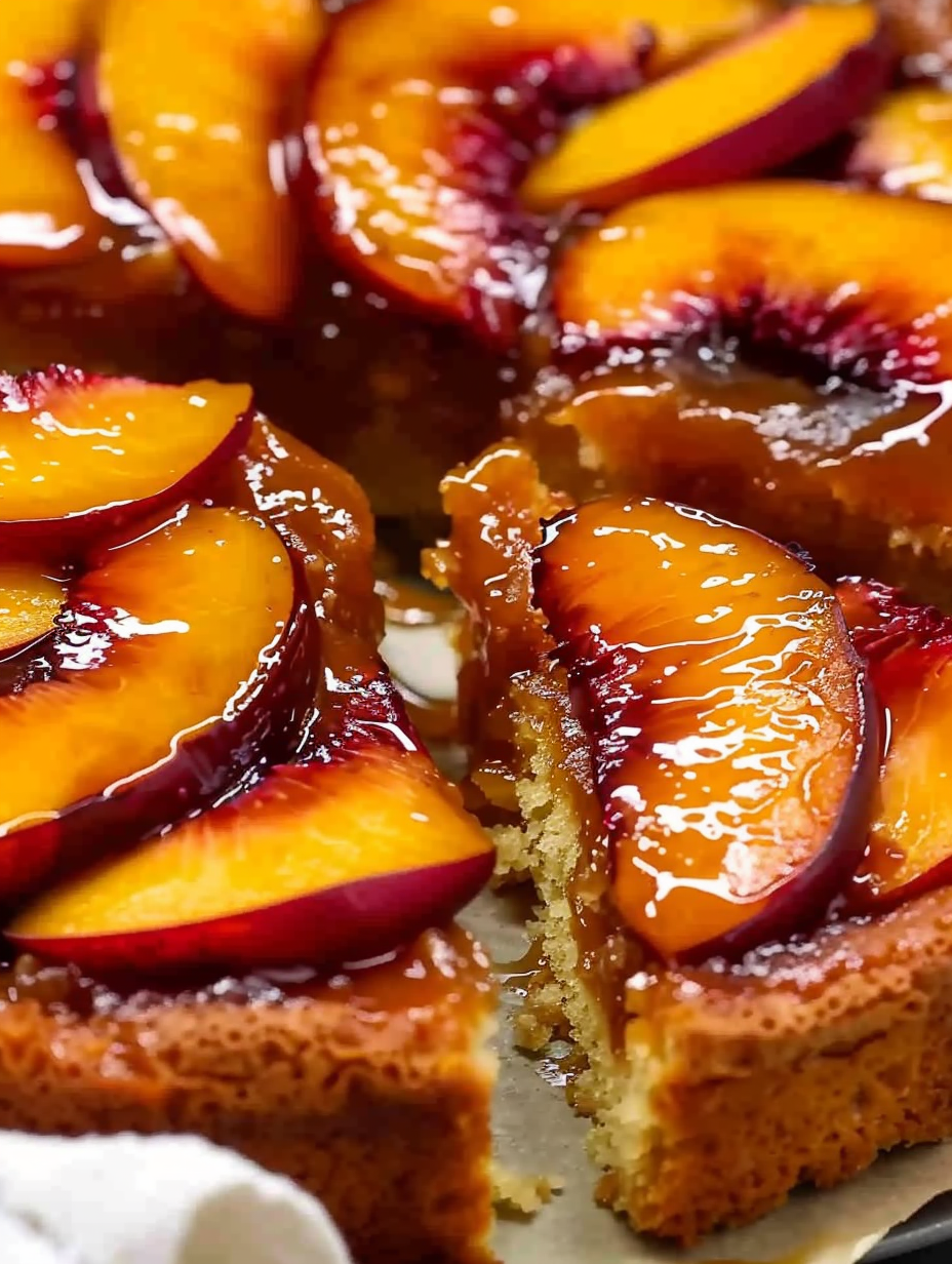 Tasty Bourbon Peach Upside Down Cake