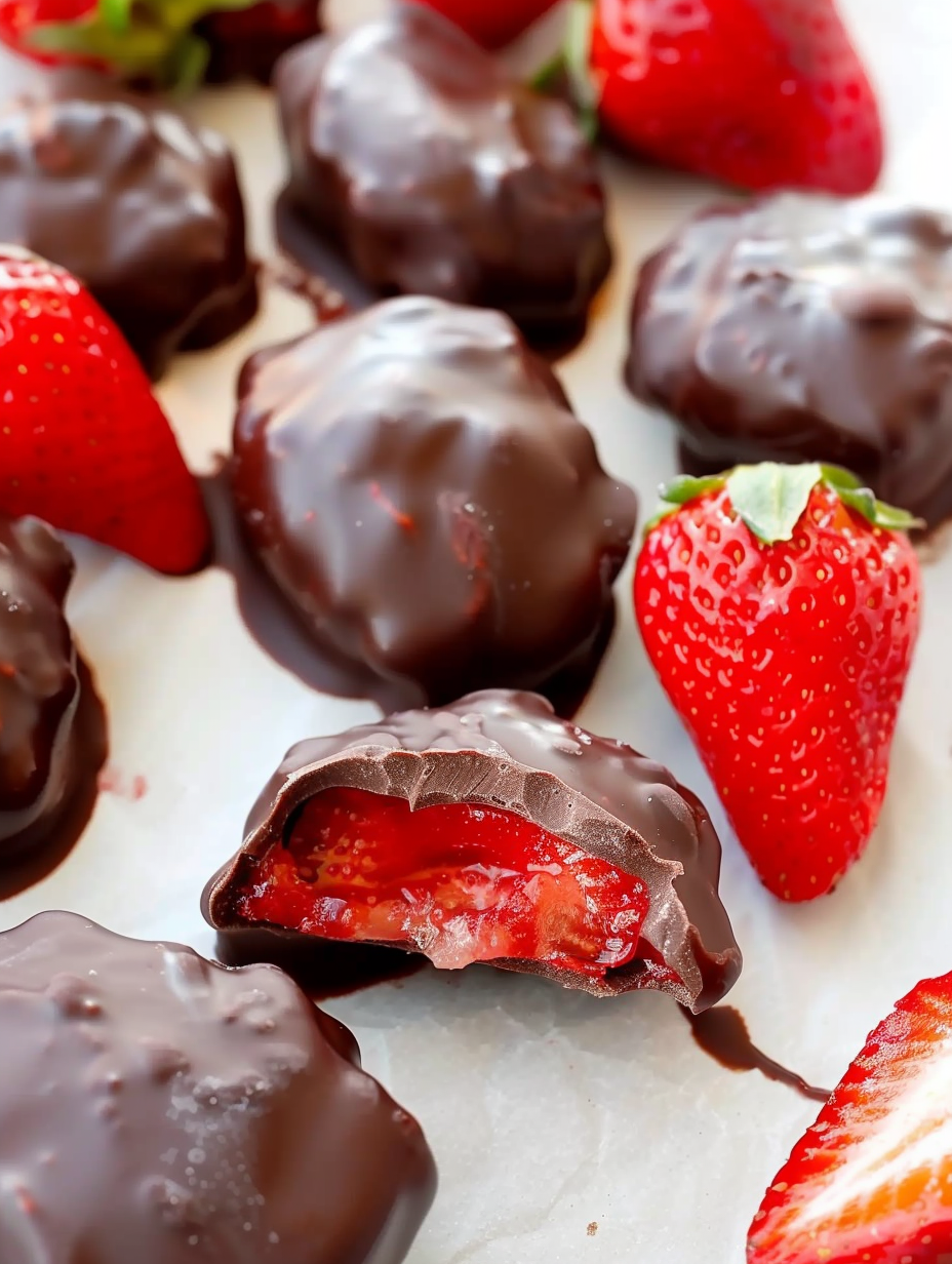 Frozen Chocolate Covered Strawberry Bites