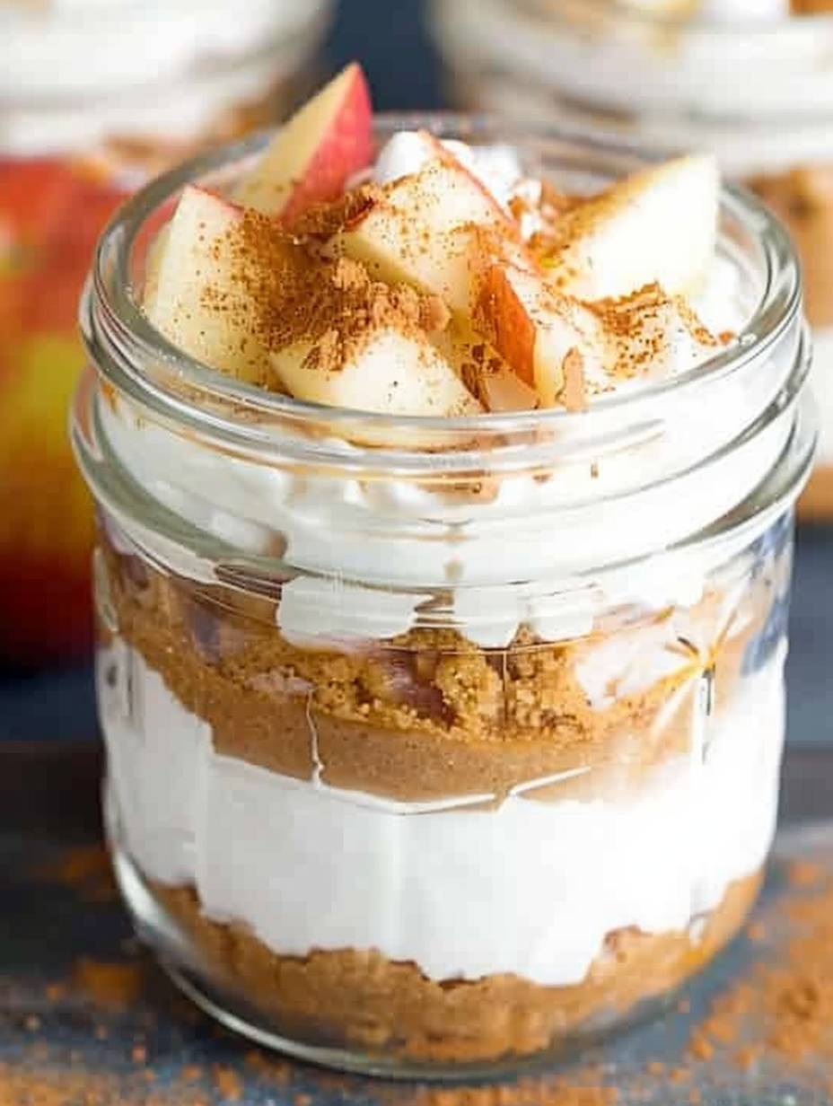 Layered apple pie cheesecake jars