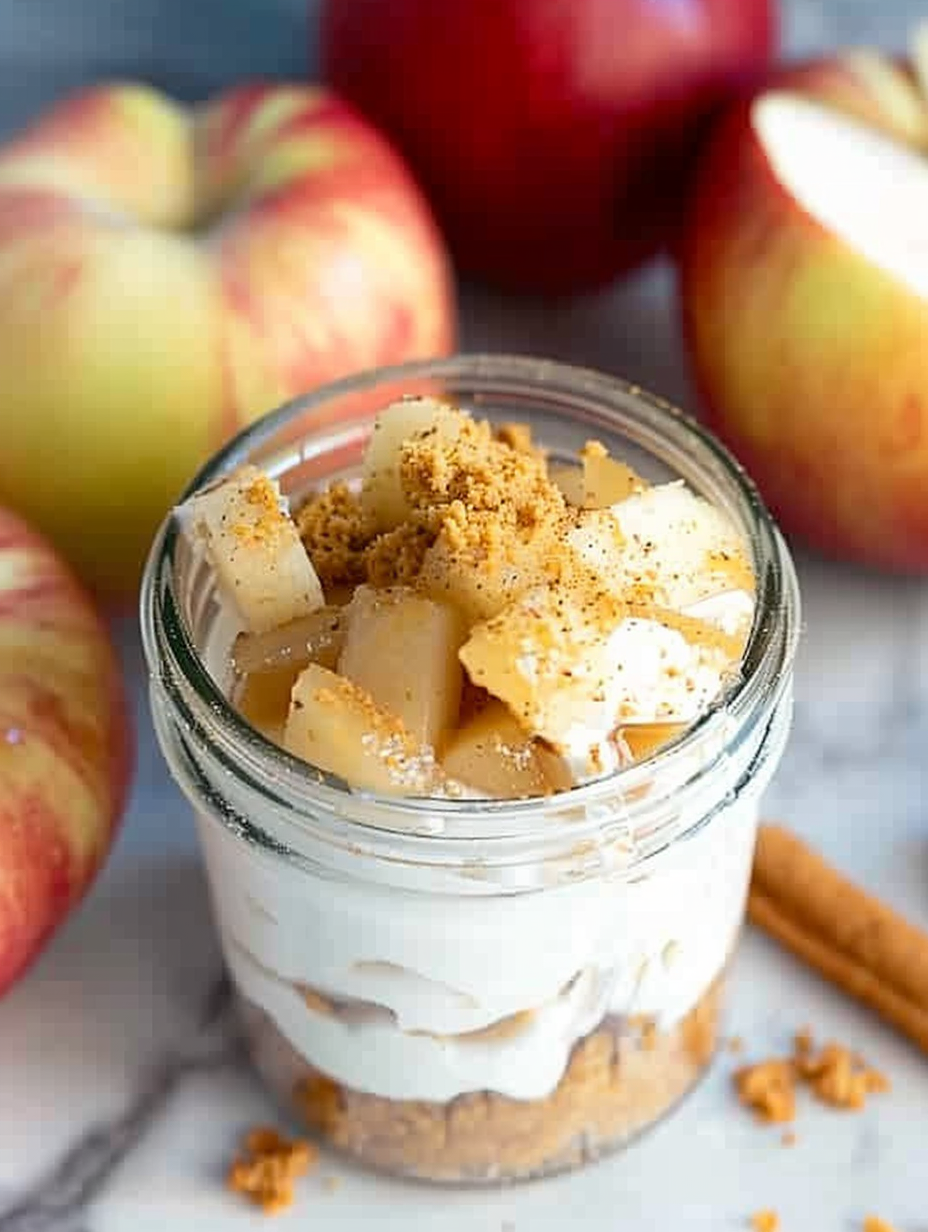 Two jars of apple cheesecake
