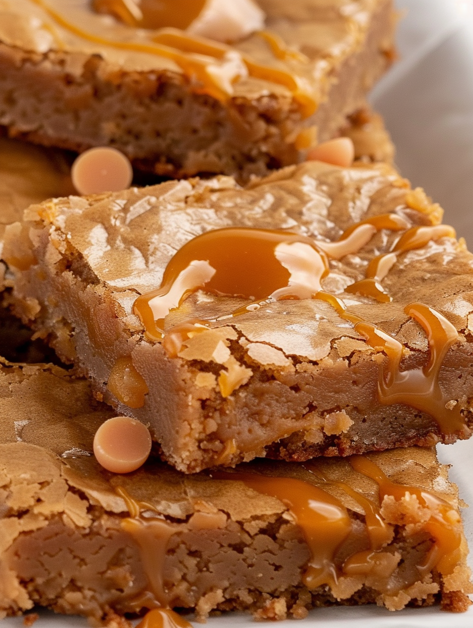 Baked butterscotch brownies cooling in pan
