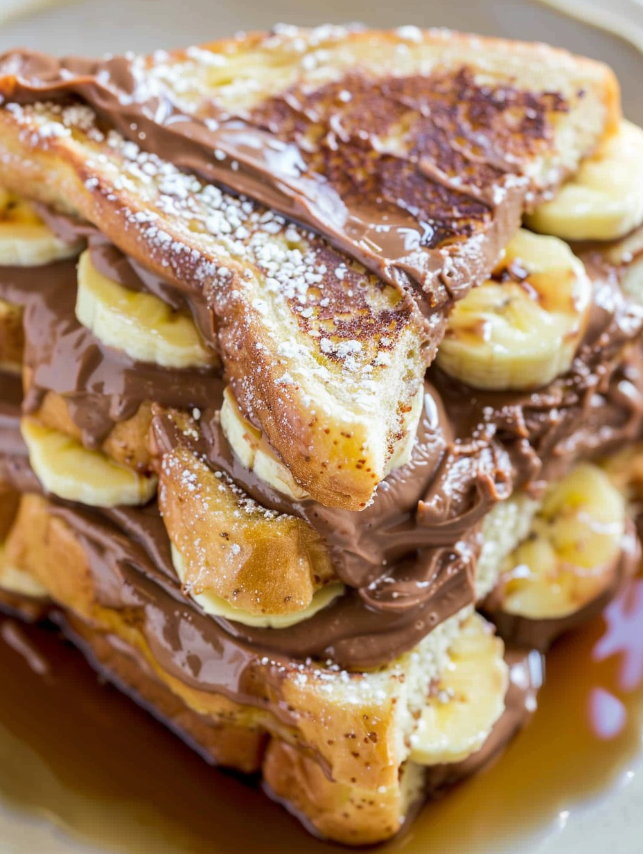 Chocolate Peanut Butter Banana Stuffed French Toast