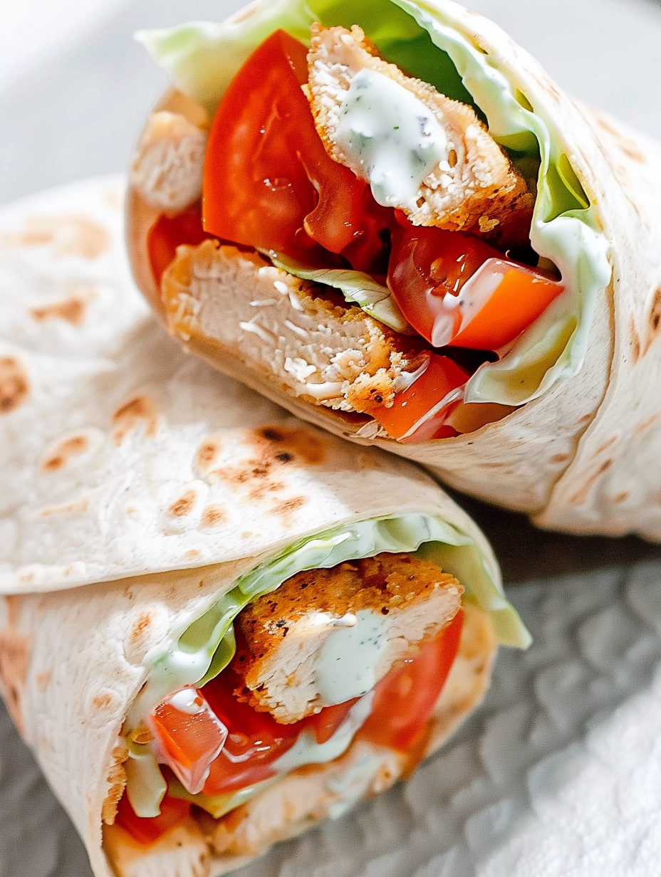Crispy chicken strips ready to be wrapped