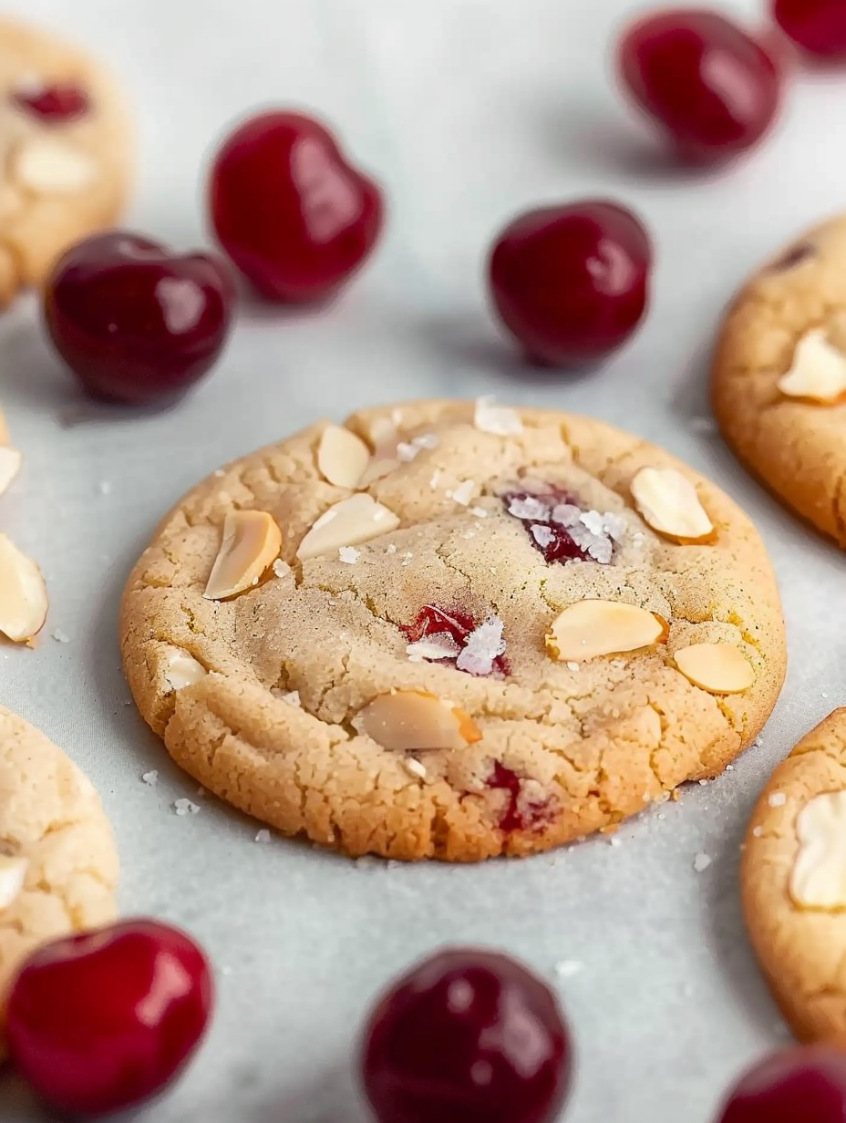 Sliced icebox cookie log on parchment
