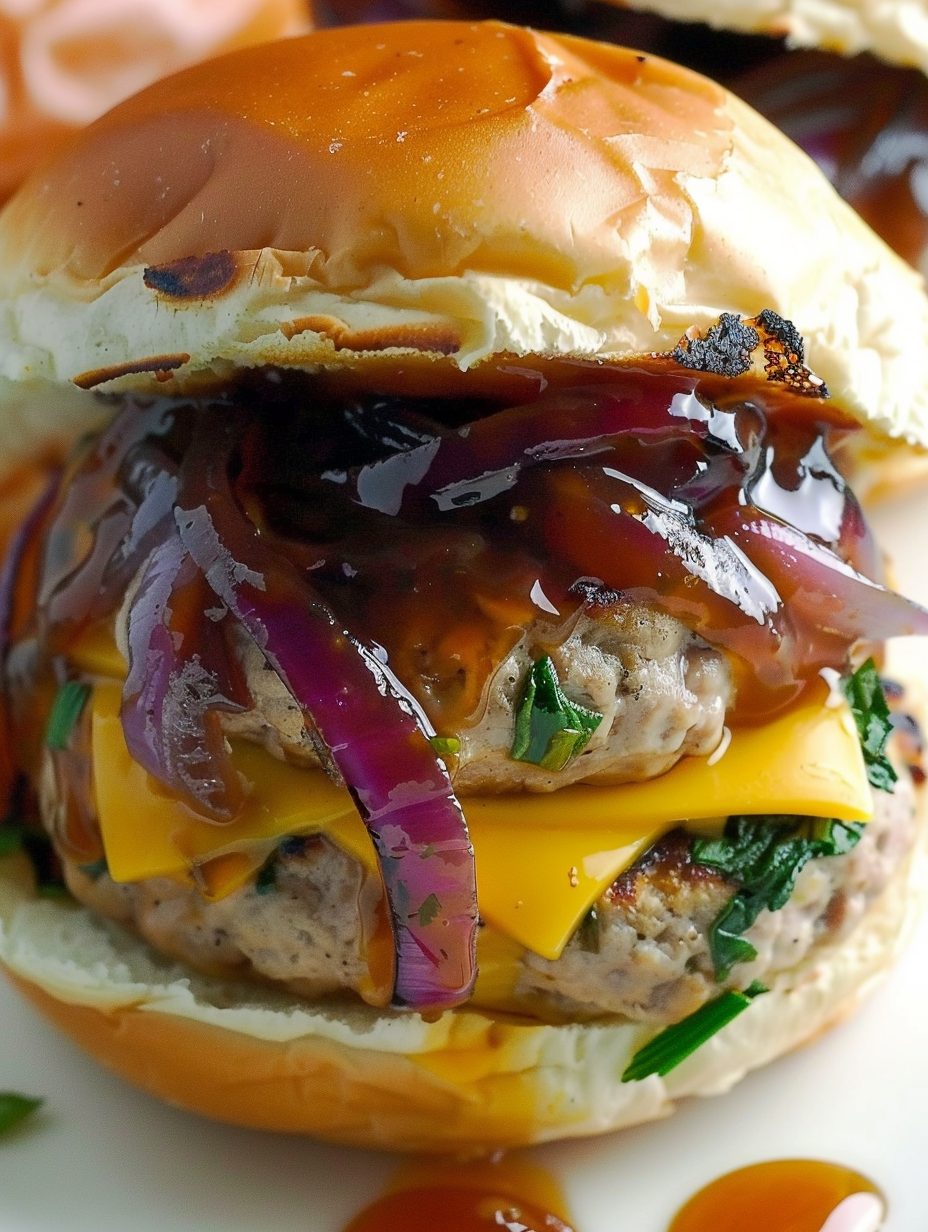 Double Cheddar Stuffed BBQ Turkey Burgers