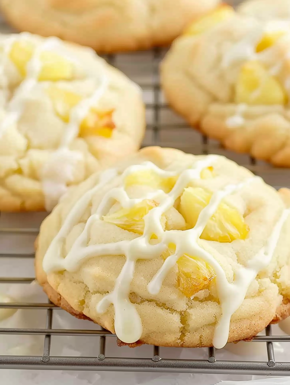 Pineapple Cookies — Pillowy Cream Cheese Cookies with Tropical Glaze