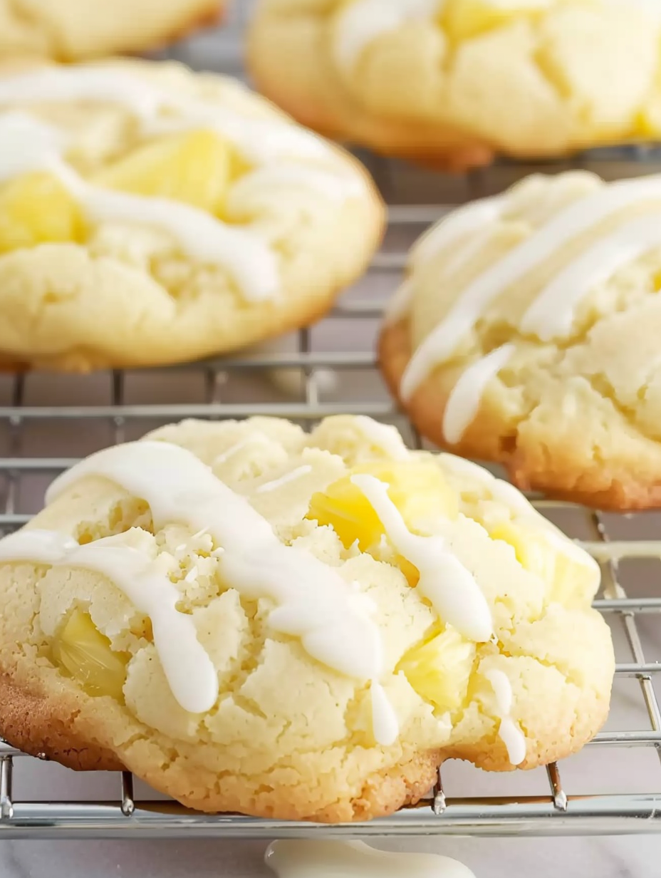 Pineapple cookie on a plate with glaze