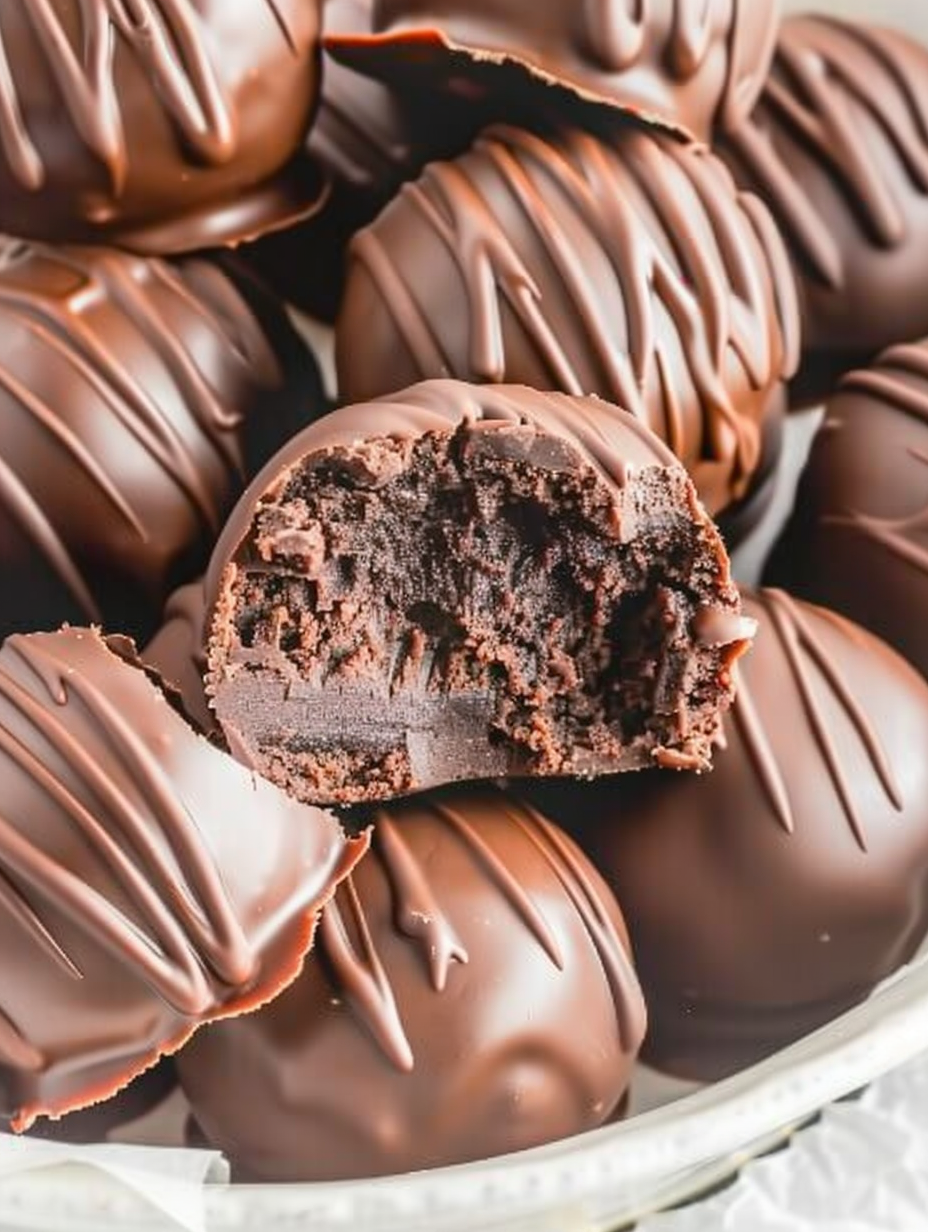 Finished brownie truffles on parchment