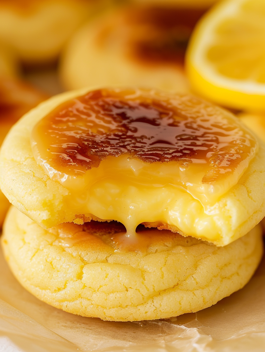 Lemon Crème Brûlée Cookies - close up