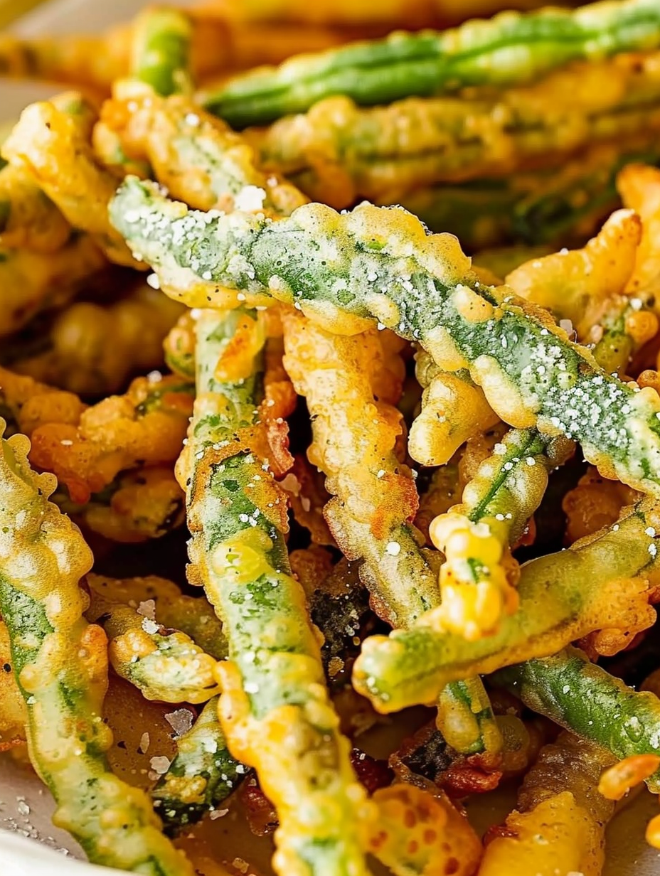 Beer-battered fried green beans