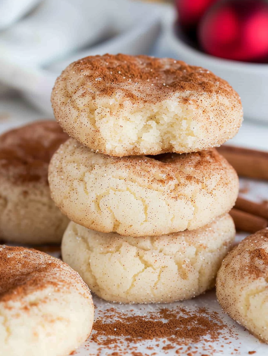 Stack of Cinnamon Cream Cheese Cookies with cinnamon sticks