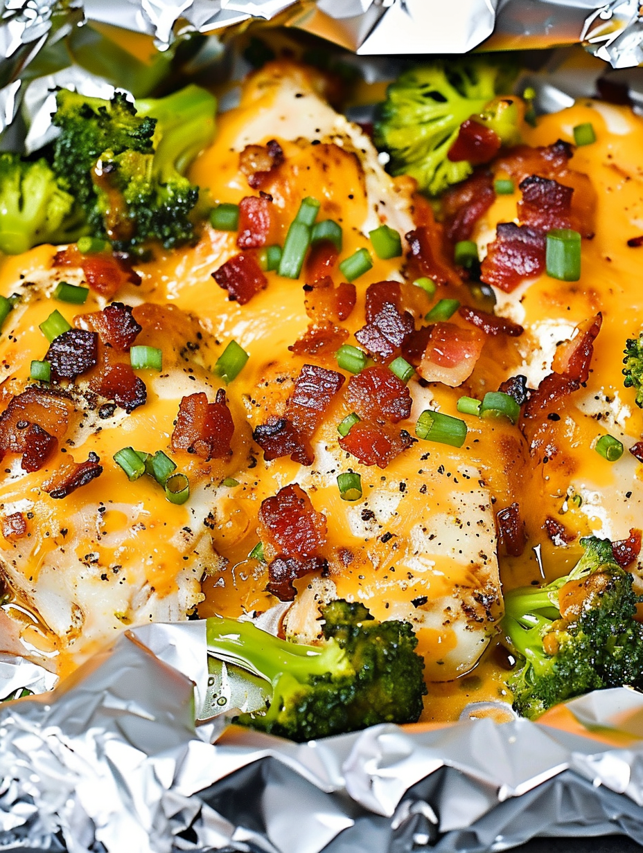 Close-up of cheesy bacon topping