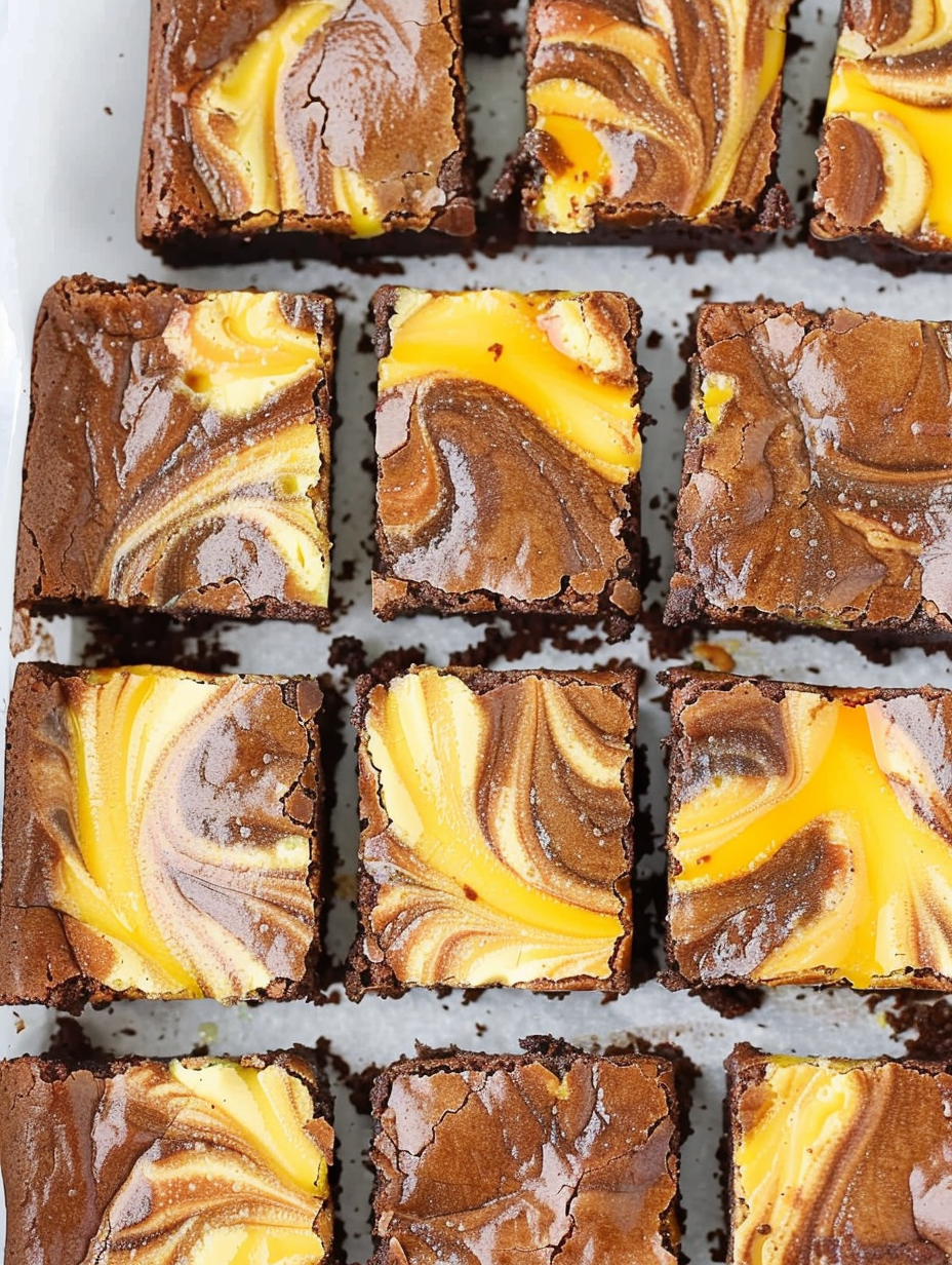 Banana pudding brownie close-up with swirls