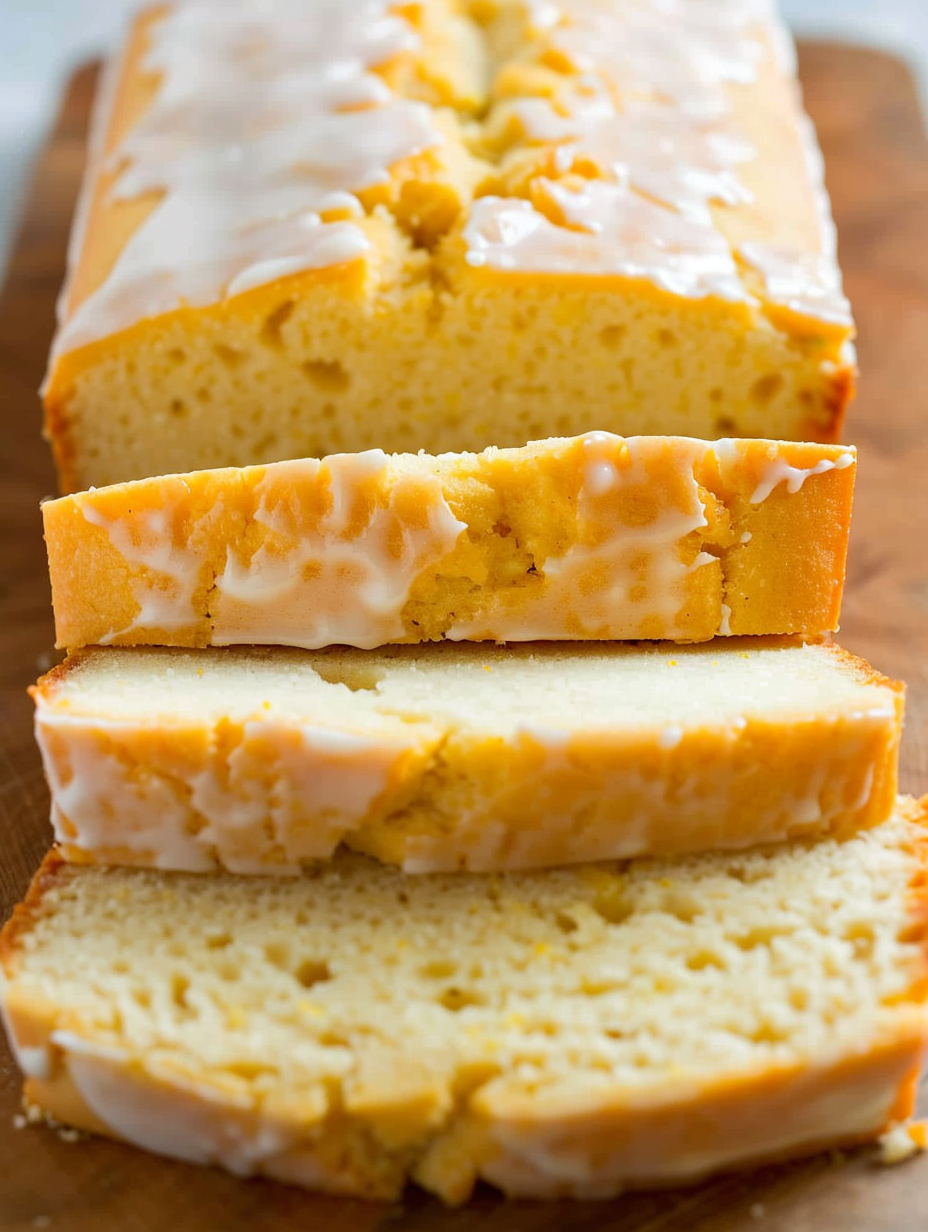 Keto lemon bread sliced on a wooden board