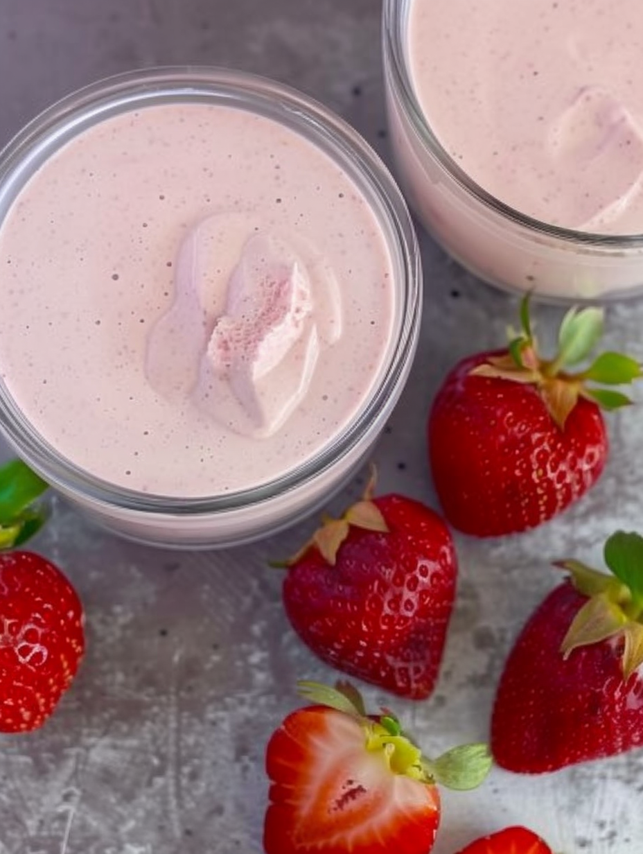 Blending strawberry tofu mixture