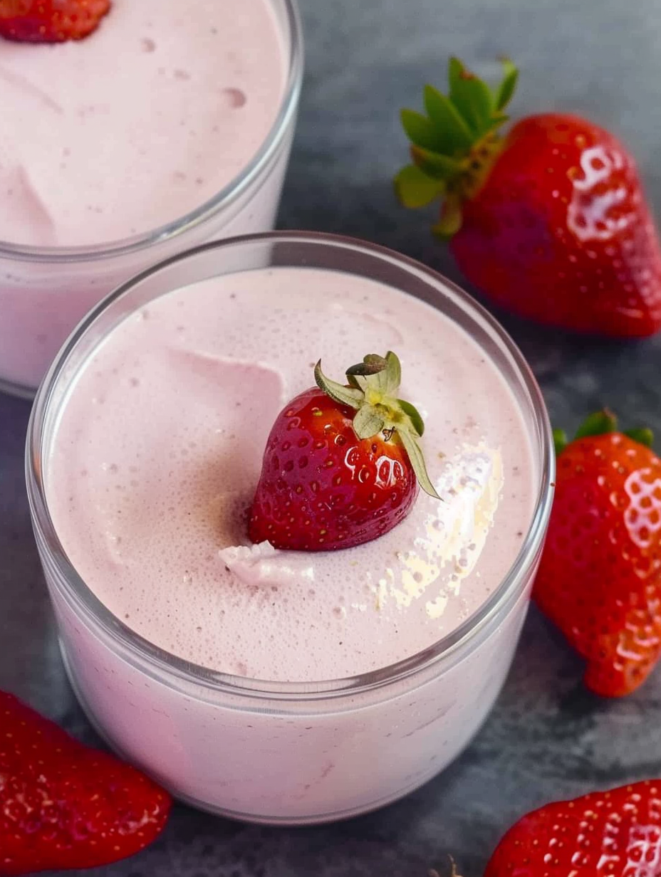 Finished strawberry mousse jars