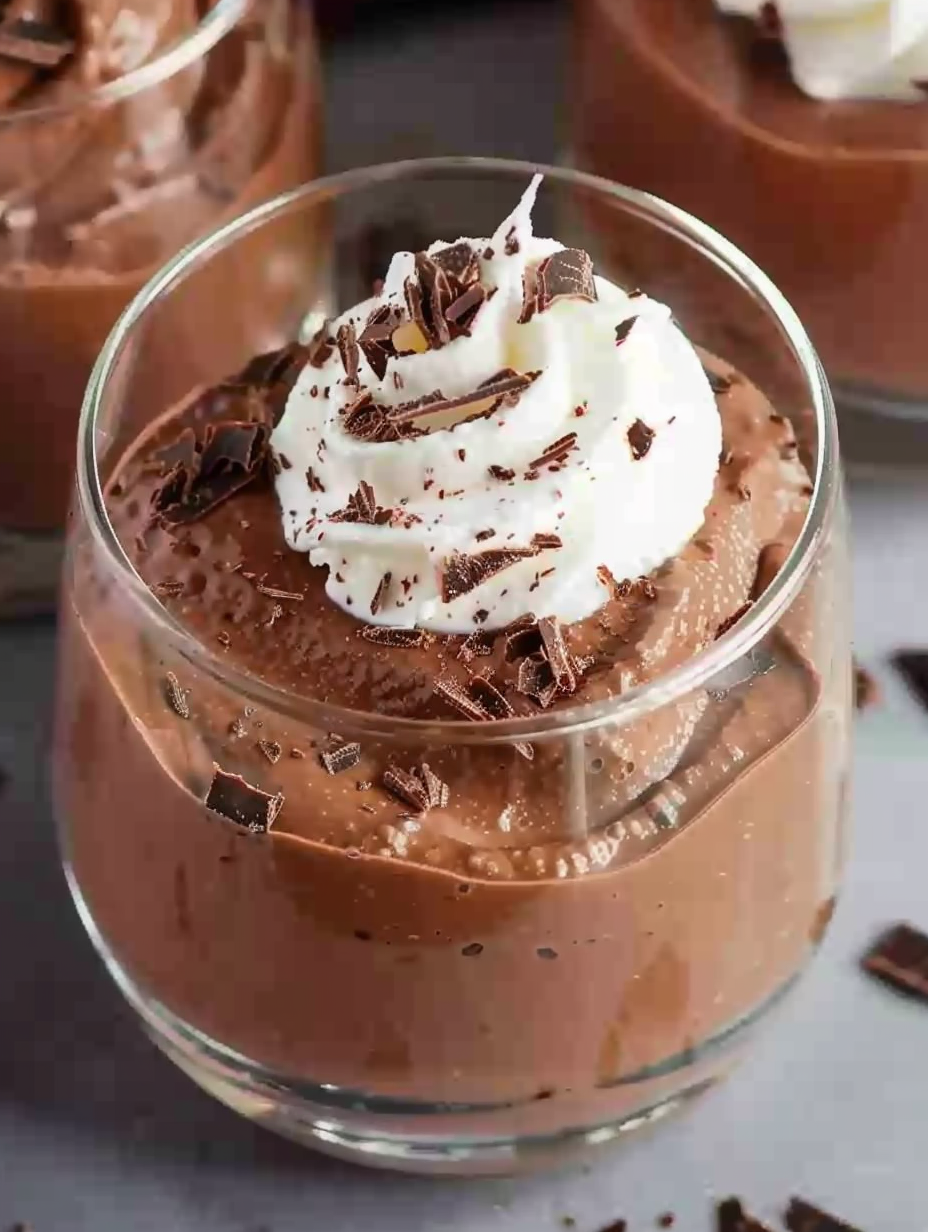 Two glasses of chocolate mousse with fresh berries