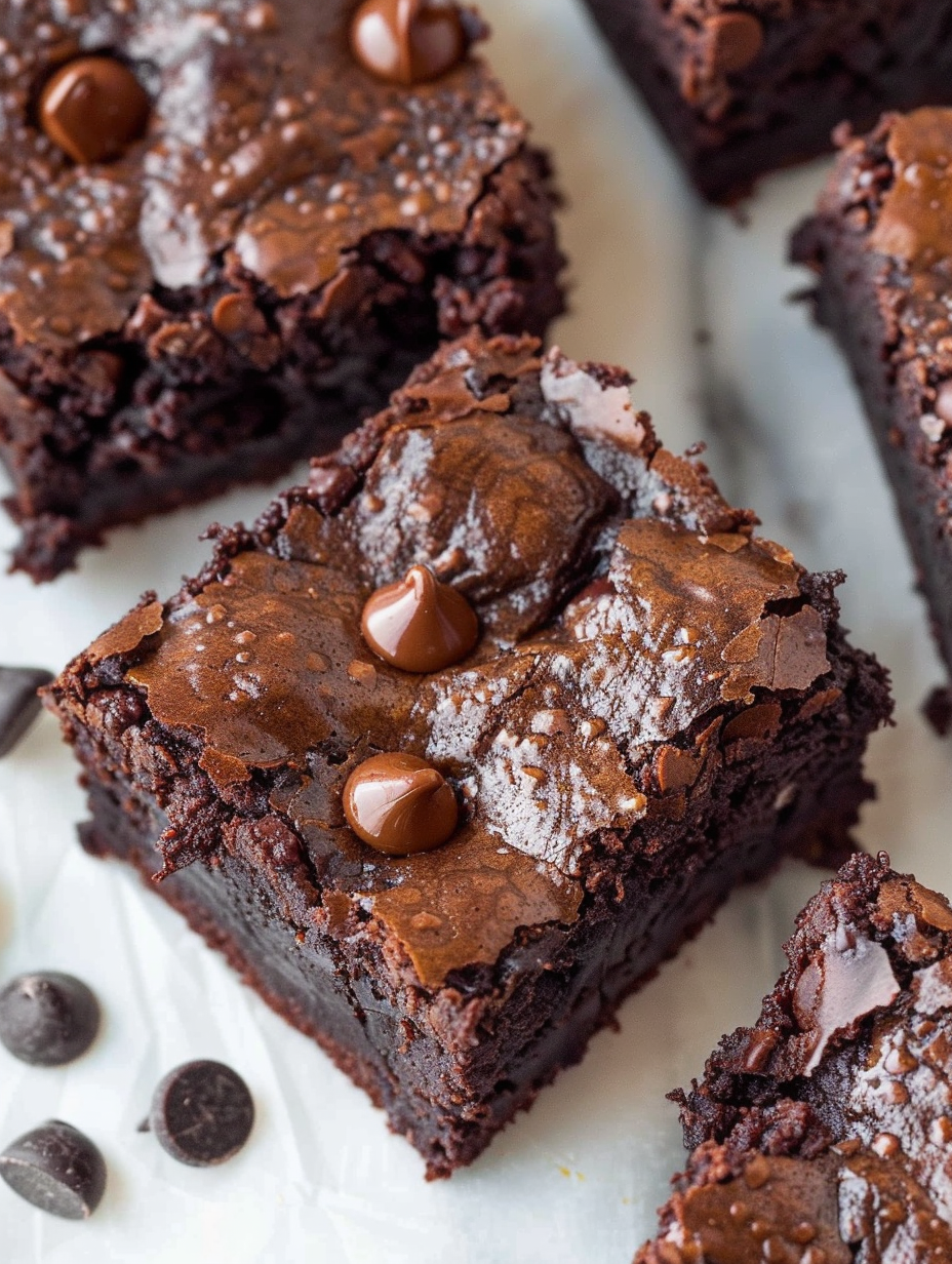 Cut almond flour brownies on a wooden board