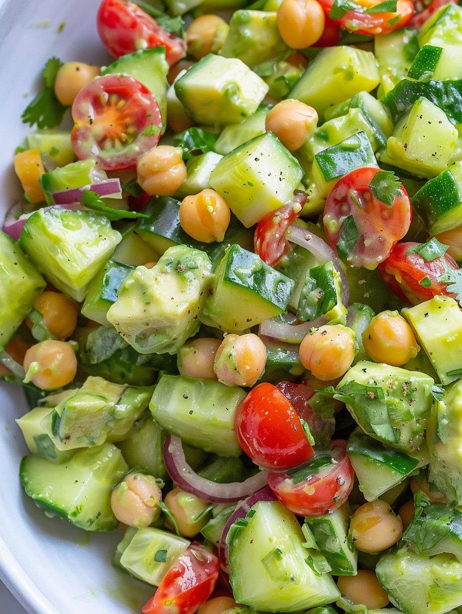 Cilantro Lime Avocado Cucumber Salad with Tomatoes