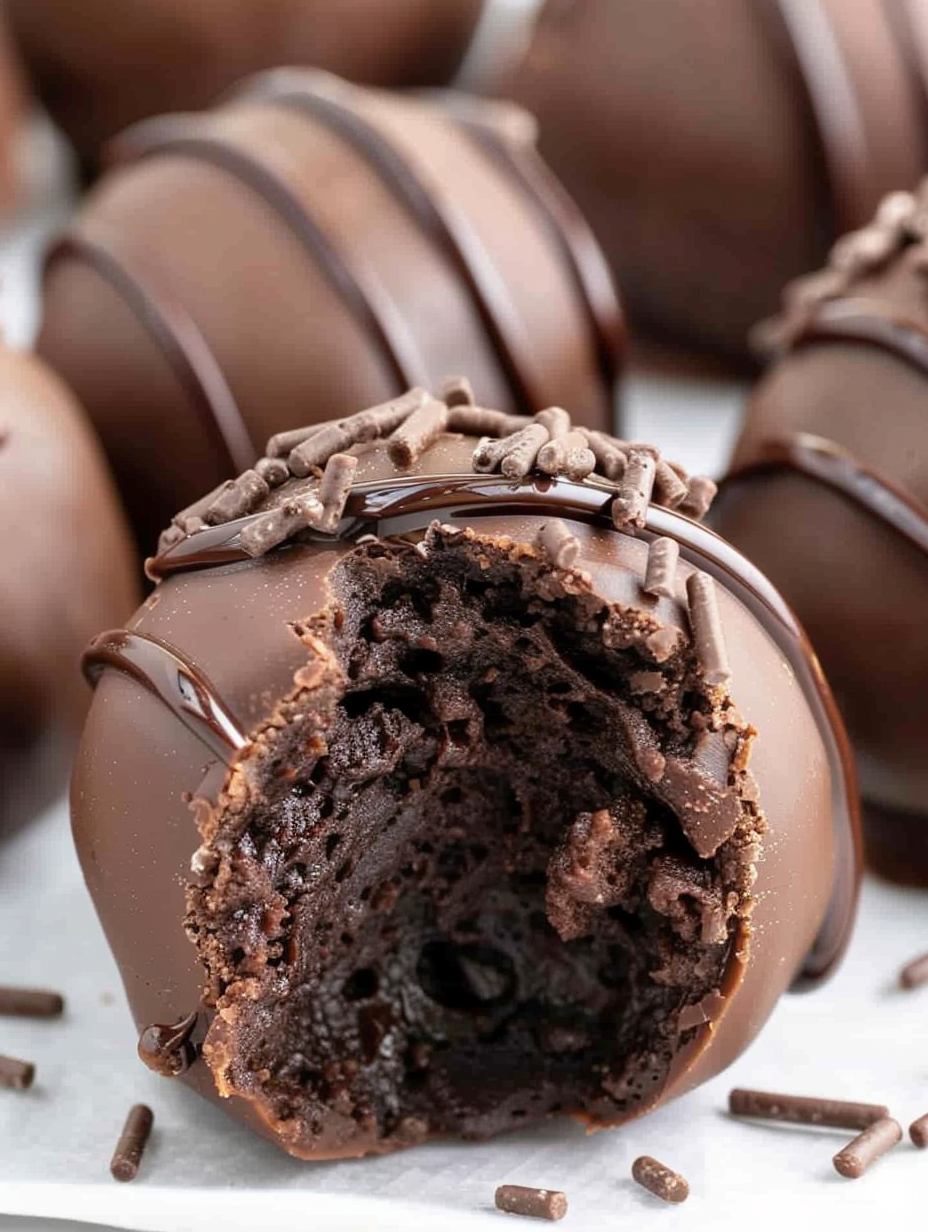 Close-up of truffle being dipped