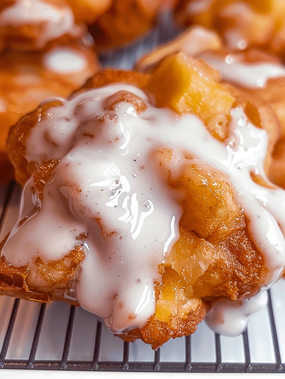 Close up of glazed apple fritters