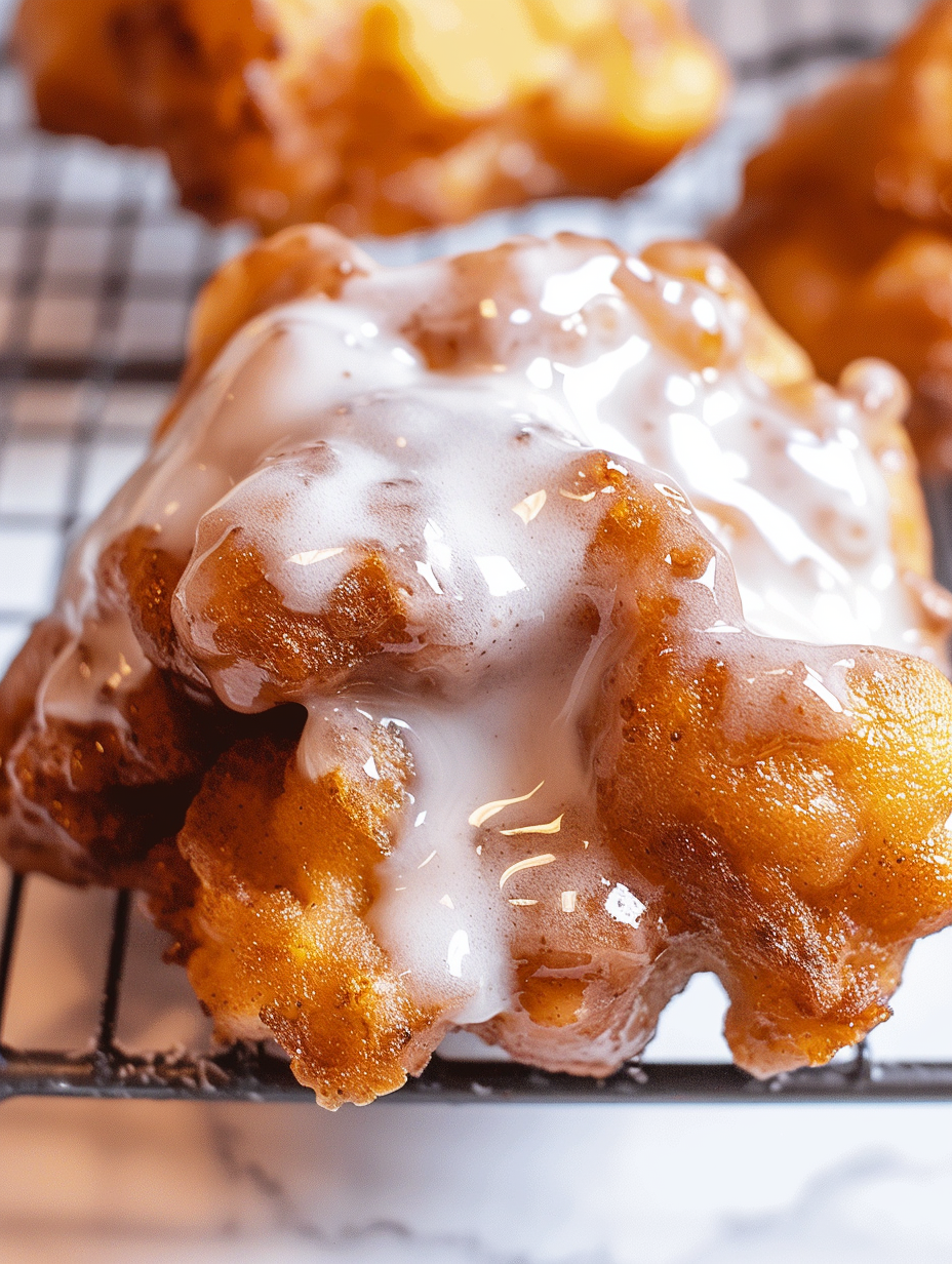 Stack of apple fritters on a plate