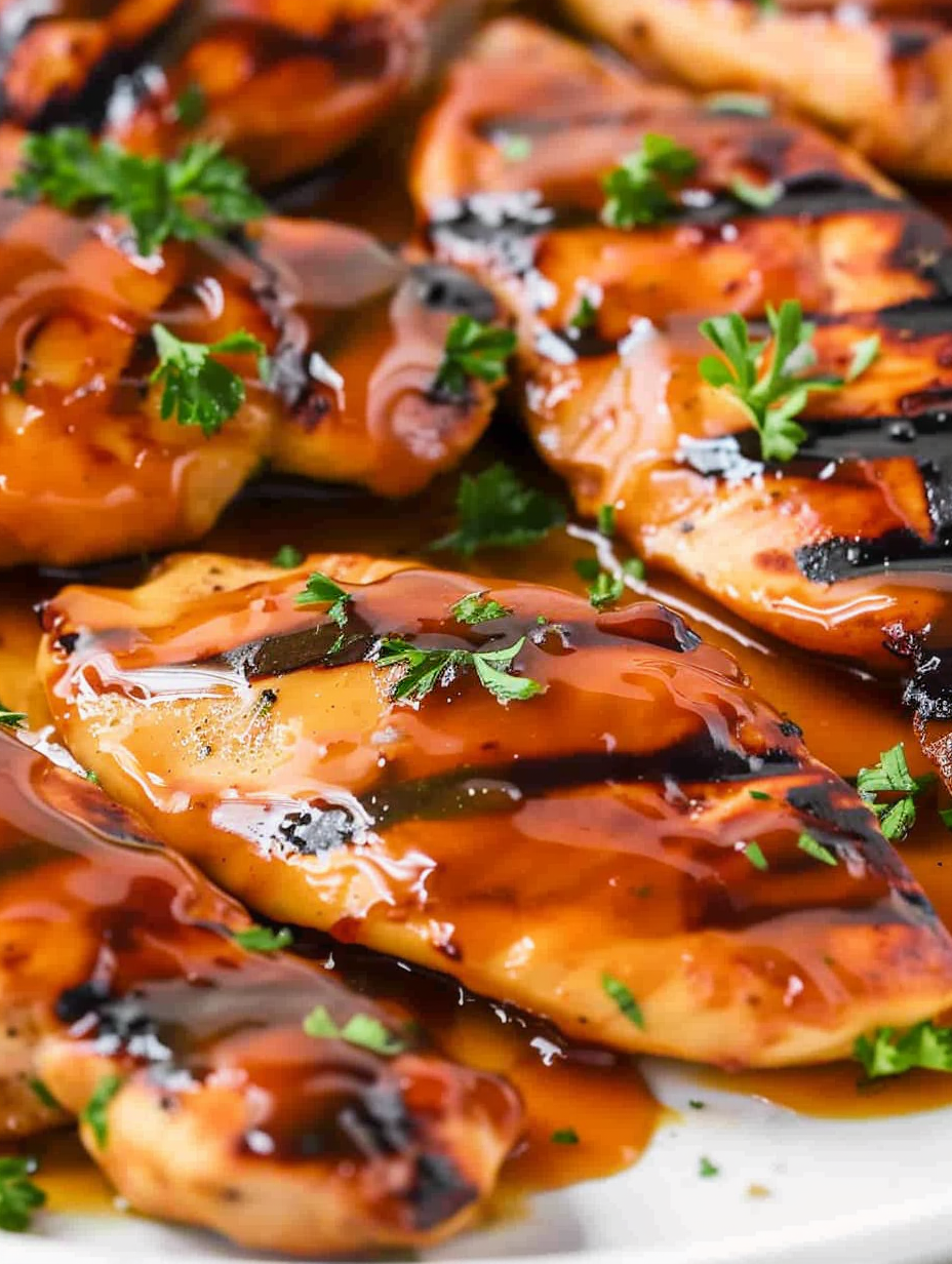 Grilled honey barbecue chicken finished on a platter