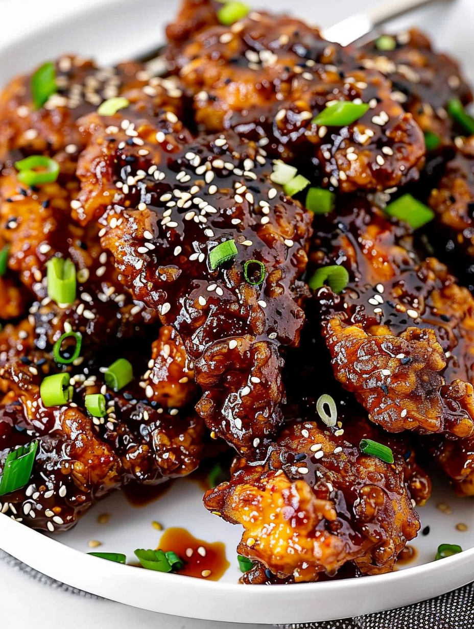 Crispy Korean chicken strips glazed with gochujang honey sauce