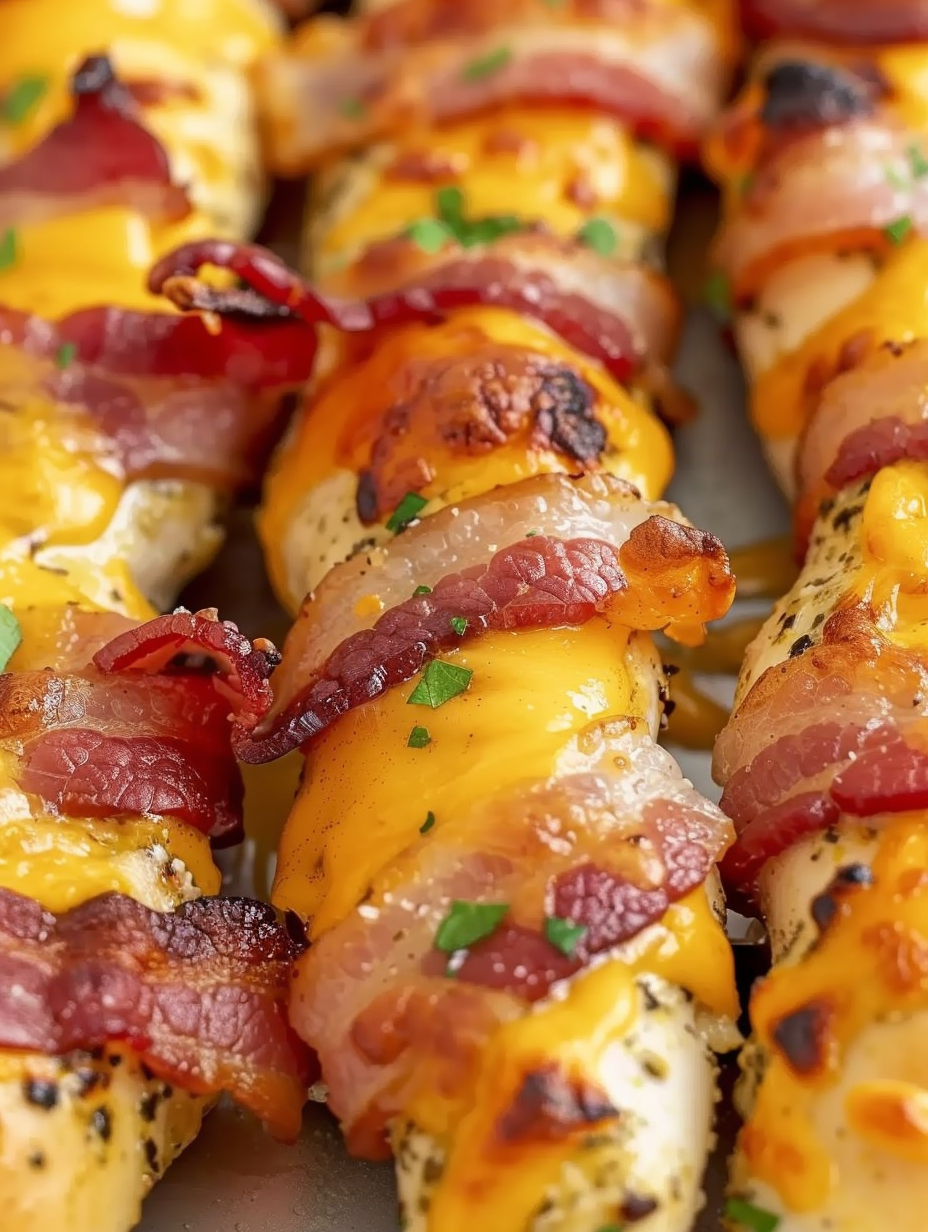 Close up of a single crack chicken tender with melted cheddar