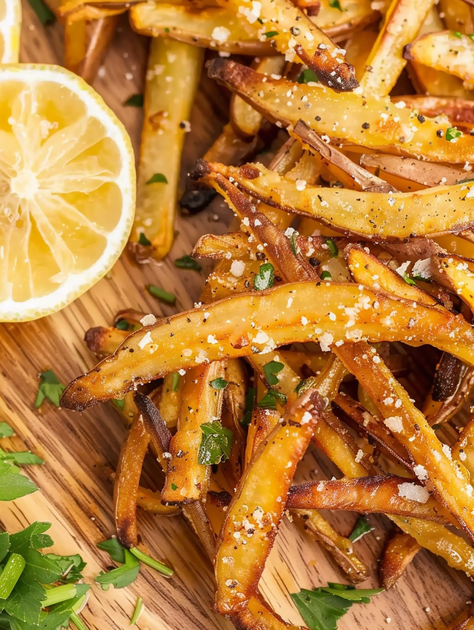 Finished crispy air fryer french fries plated